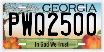 GA license plate PWQ2500