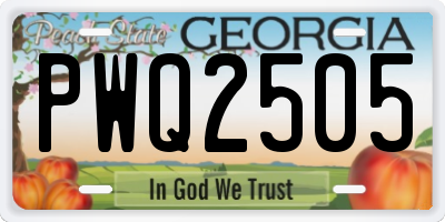 GA license plate PWQ2505