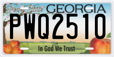 GA license plate PWQ2510