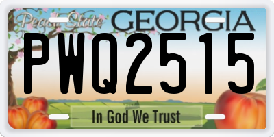 GA license plate PWQ2515