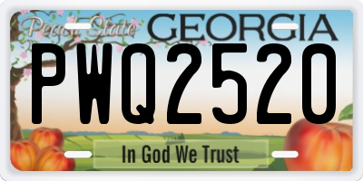 GA license plate PWQ2520