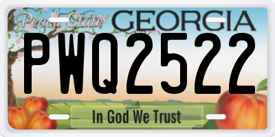 GA license plate PWQ2522