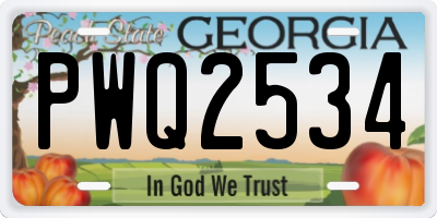 GA license plate PWQ2534