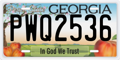 GA license plate PWQ2536