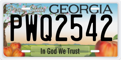 GA license plate PWQ2542