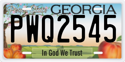 GA license plate PWQ2545