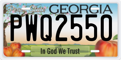 GA license plate PWQ2550