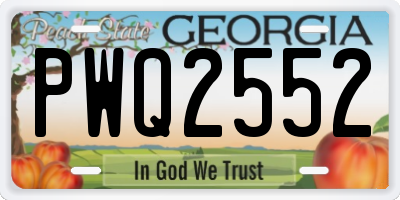 GA license plate PWQ2552