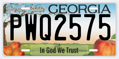 GA license plate PWQ2575