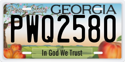 GA license plate PWQ2580