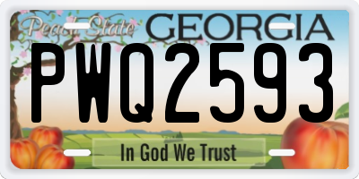 GA license plate PWQ2593