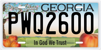 GA license plate PWQ2600