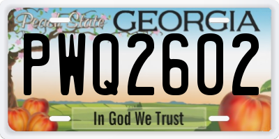 GA license plate PWQ2602