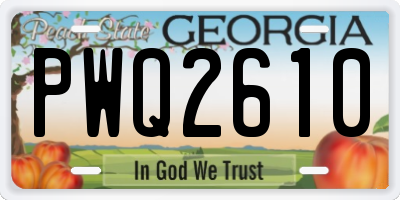 GA license plate PWQ2610