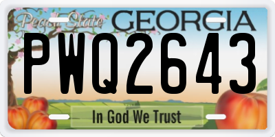 GA license plate PWQ2643