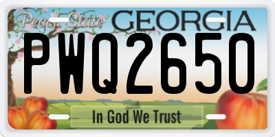 GA license plate PWQ2650
