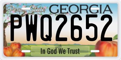 GA license plate PWQ2652