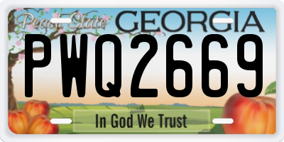 GA license plate PWQ2669
