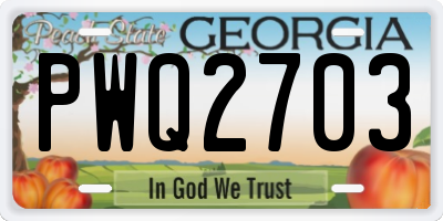 GA license plate PWQ2703