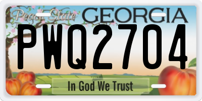 GA license plate PWQ2704