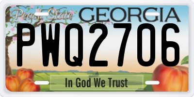 GA license plate PWQ2706