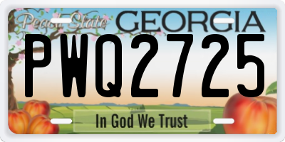 GA license plate PWQ2725
