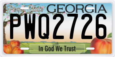 GA license plate PWQ2726