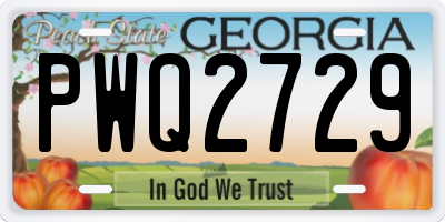 GA license plate PWQ2729