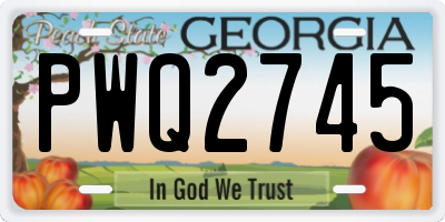 GA license plate PWQ2745