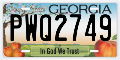 GA license plate PWQ2749