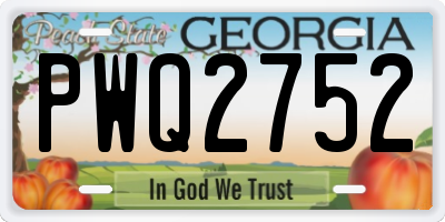 GA license plate PWQ2752