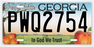 GA license plate PWQ2754