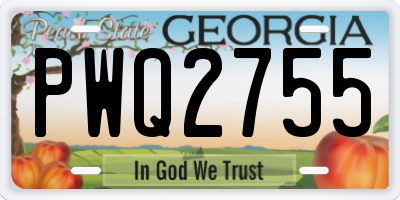 GA license plate PWQ2755