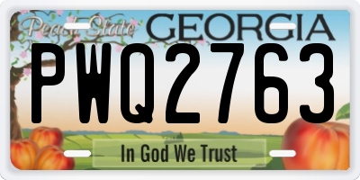 GA license plate PWQ2763