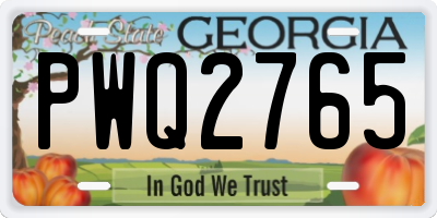 GA license plate PWQ2765