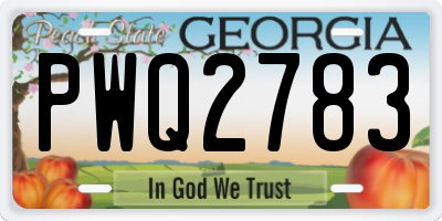 GA license plate PWQ2783