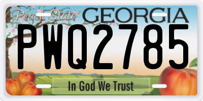 GA license plate PWQ2785