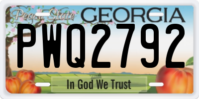 GA license plate PWQ2792