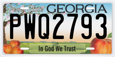 GA license plate PWQ2793