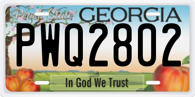 GA license plate PWQ2802