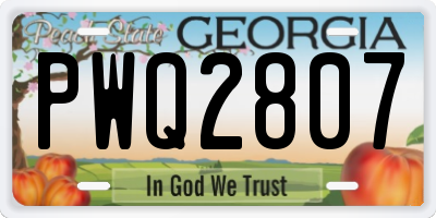 GA license plate PWQ2807