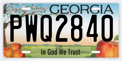 GA license plate PWQ2840
