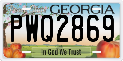 GA license plate PWQ2869