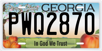 GA license plate PWQ2870