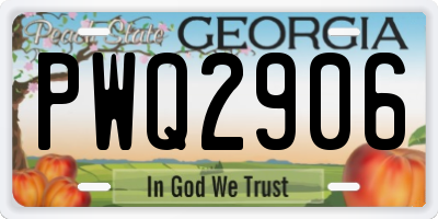 GA license plate PWQ2906