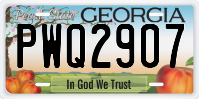 GA license plate PWQ2907