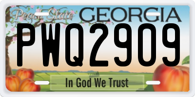 GA license plate PWQ2909