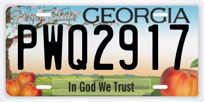 GA license plate PWQ2917