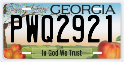 GA license plate PWQ2921