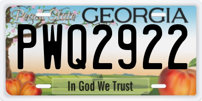 GA license plate PWQ2922
